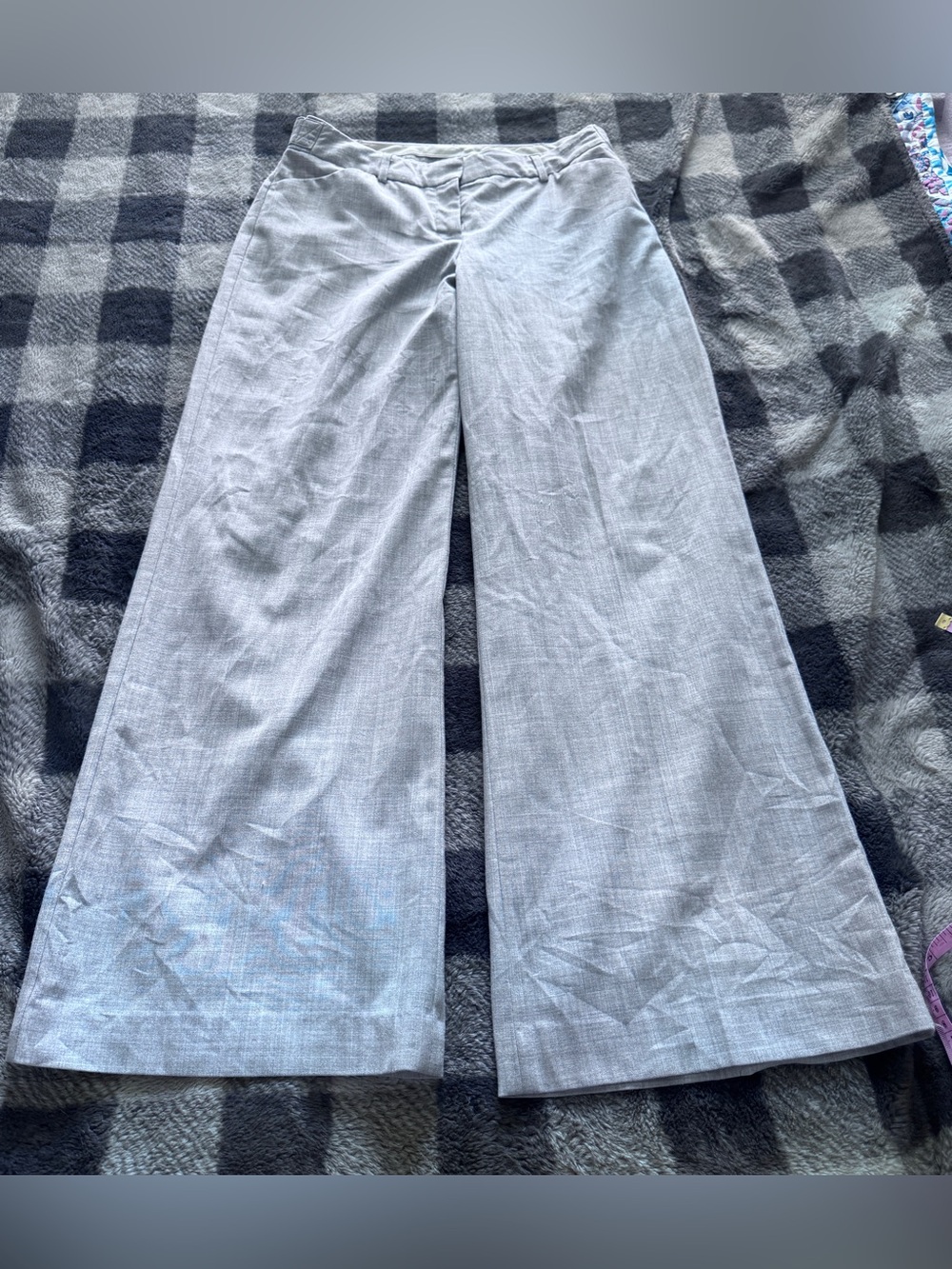 Express Design Studio-Editor-Wide Leg Light Gray Dress Pants-Small